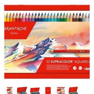 Caran d'Ache Supracolor Aquarelle 30 Colored Pencils - Red Tin